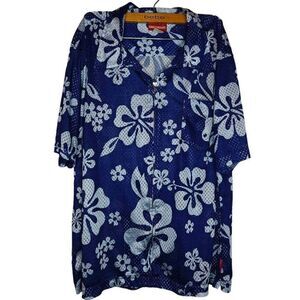 Union Bay Vintage Tropical Hawaiian Floral Print Half Zip Shirt
